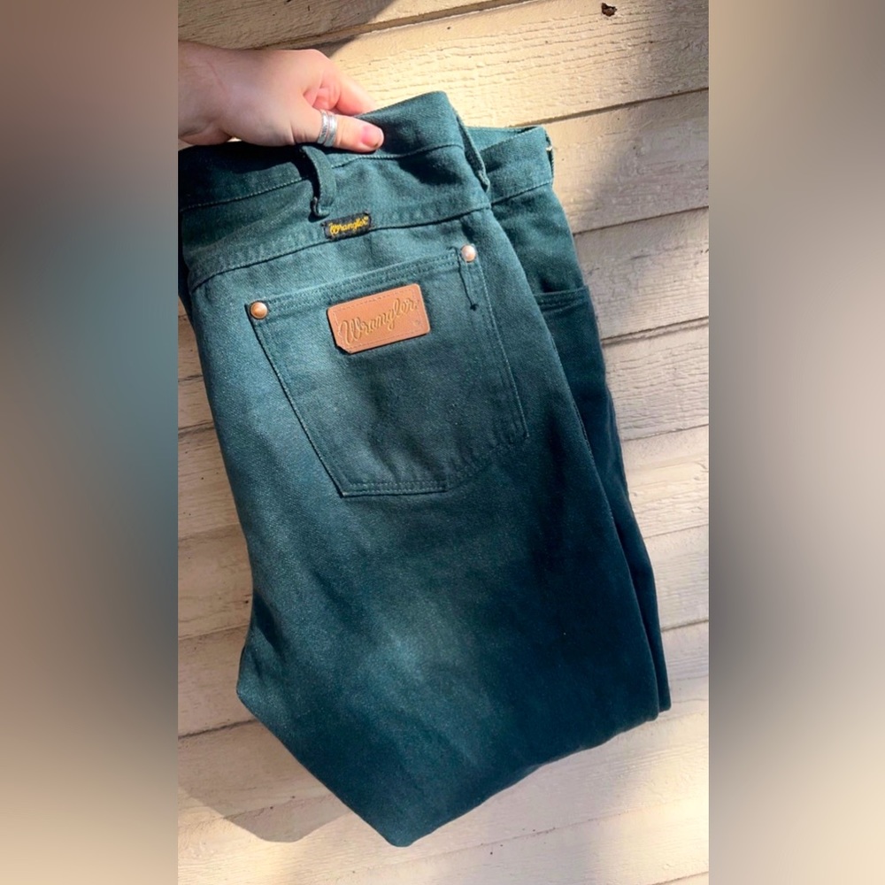 Vintage forest green wranglers